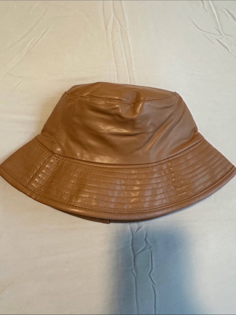 Steve Madden Plaid/Brown Faux Leather Reversible Bucket Hat - Women Accessories